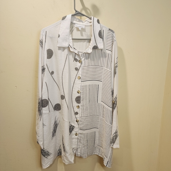 NorthStyle White Button down Roll up Sleeves tunic Shirt Plus Size 1X - Picture 13 of 13